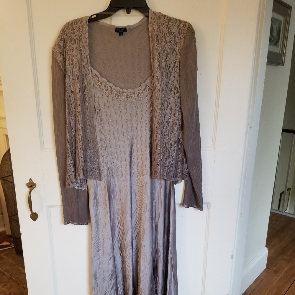Komarov Charmeuse & Chiffon Midi Dress with Jacket